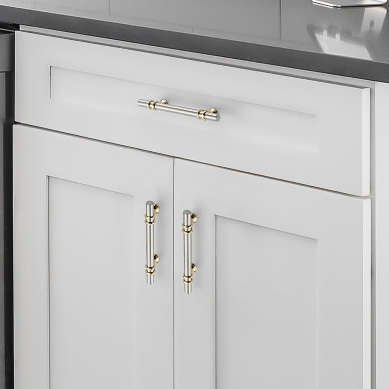 Ravinte Hardware 15 Pack 7.38 Inch Brushed Nickel&Gold Cabinet Pulls