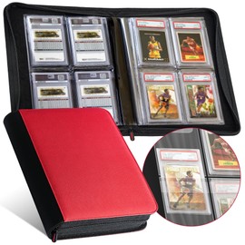 PREZA The Original Slab Binder - Graded Card Storage Binder - Holds 32 Graded Slabs - Premium Trading Card Album compatible with PSA, BGS, and SGC (Red)