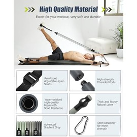 ALongSong - Kit de Barra de Pilates portátil con Bandas de Resistencia para Mujeres y Hombres, Barra de Pilates Mejorada de 3 Secciones con Bandas api