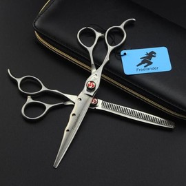 왼손 미용 가위 매트 헤어 살롱 이발사용 왼쪽 절단 7 인치 [02 set add bag] Left-Handed Hairdressing Scissors Mat for Salon Use, Left Cut 7 Inch [02 Set Add Bag]