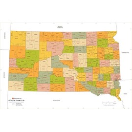South Dakota ZIP Code Map with Counties - Large - 31.50 x 48 inch Poster - Front Lamination