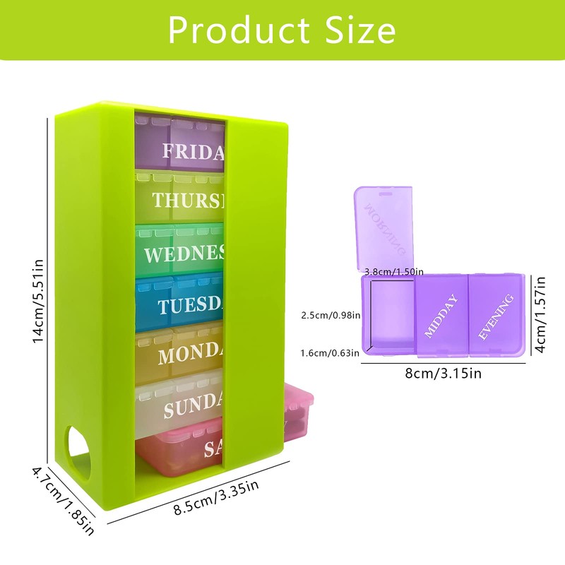 Pill Box 3 Times a Day Daily Pocket Pill Container