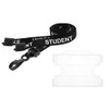 Black Student Lanyard with Double Sided Card Holder (Clear)