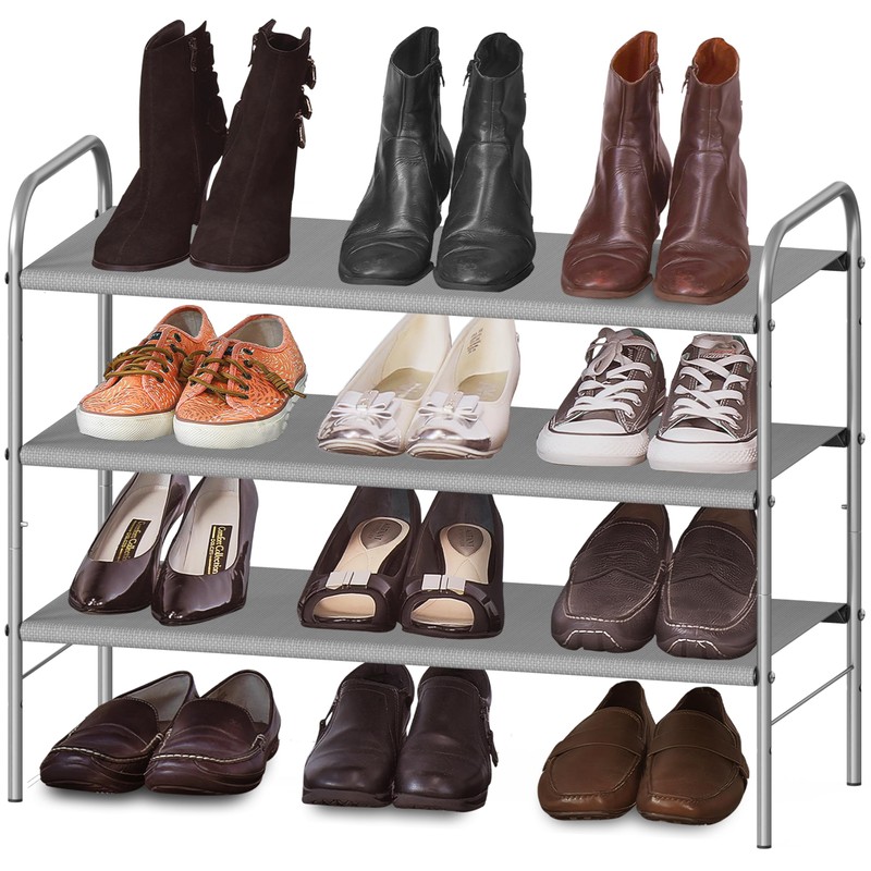 Simple Houseware 3-Tier Shoe Rack Storage Organizer, Grey – Space-Saving