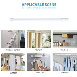 ASHATA Barra de tensión Ajustable con Resorte Ajustable Ducha Cortina Extensible Armario de Ventana Barra de Poste Barra de Cortina de Ducha 30-50CM para Pared de 32-42CM