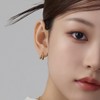 Gold&Deer 14K Goldfield Simple Two-Ring Two-Line One-Touch Earrings Rose Gold