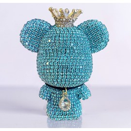 Cute Car Accessories, Bling Crystal Bear Car Air Freshener With Vent Clip,Rhinestone Aesthetic Car Decor Interior Decoration (GREEN)