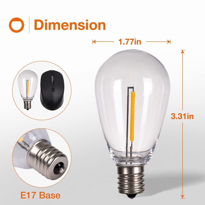 addlon LED Replacement Bulbs 1W S14,15 Pack Waterproof E17 Screw