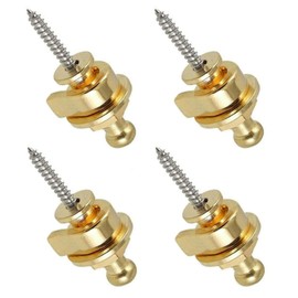 Bestgle 4Pcs Guitar Strap Locks and Buttons, Quick Release Security Strap Button Retainer Replacement Straplocks - Golden