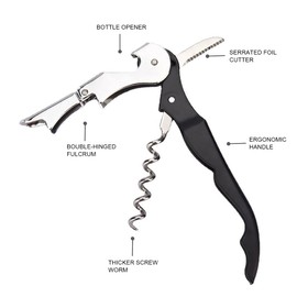 Waiter Corkscrew Professional Wine Opener with Foil Cutter,Manual Wine Bottle Opener for Servers, Bartenders and Waiter (1, Pink)