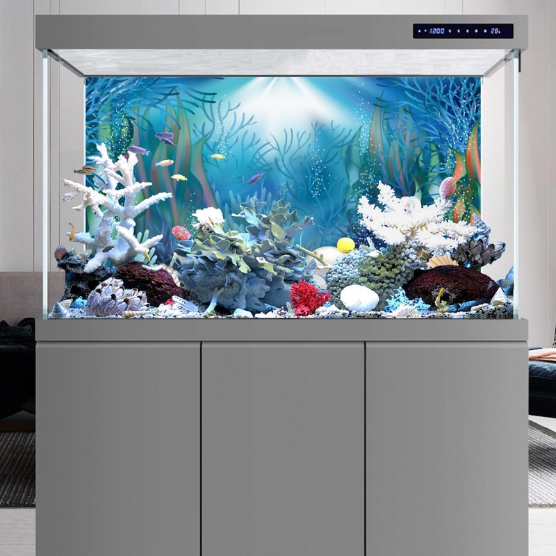AWERT Vinyl 72x18 inches Underwater World Aquarium Background Aquatic Plants