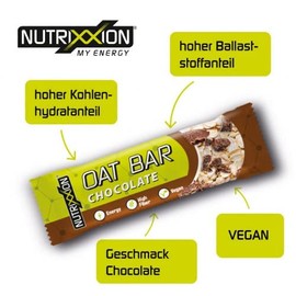 NUTRIXXION® | Energie Power Riegel, Haferriegel vegan, High Energy Riegel für Sportler, High Carb, Schokolade | 50g