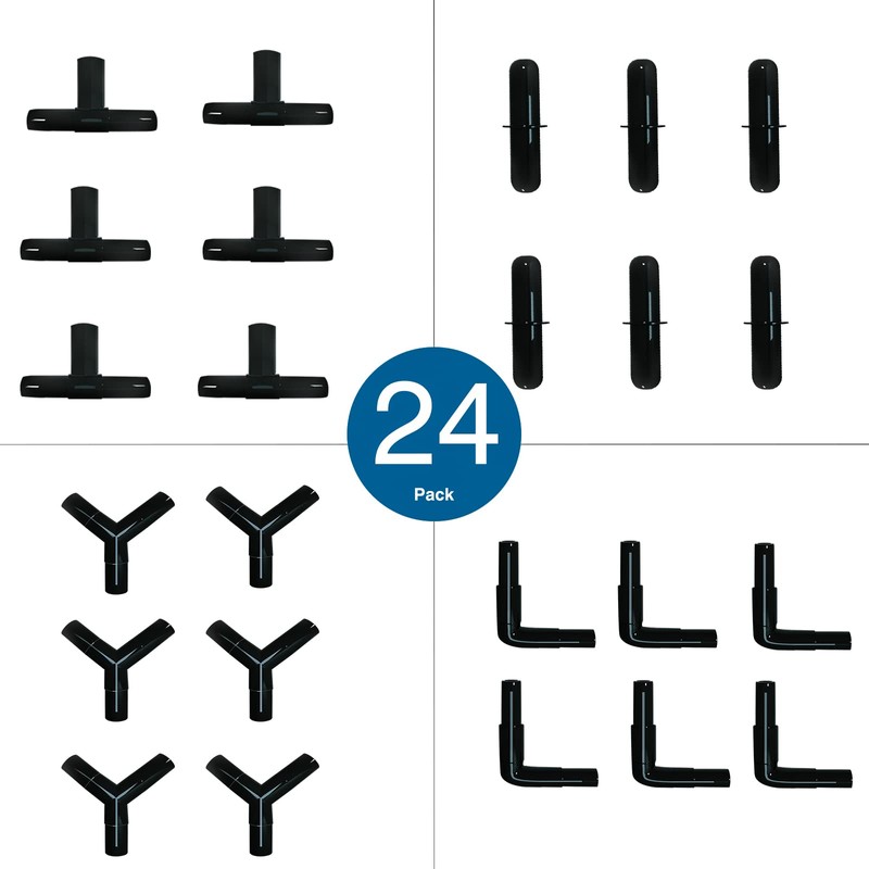 Waycreat 24 pcs 4mm Black Aquarium Airline Tubing Connectors Plastic