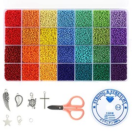 Naler 28000 Cuentas de Colores 2mm Mini Cuentas y Abalorios Cristal para DIY Pulseras Collares Bisutería (28 Colores, Color Arco Iris)