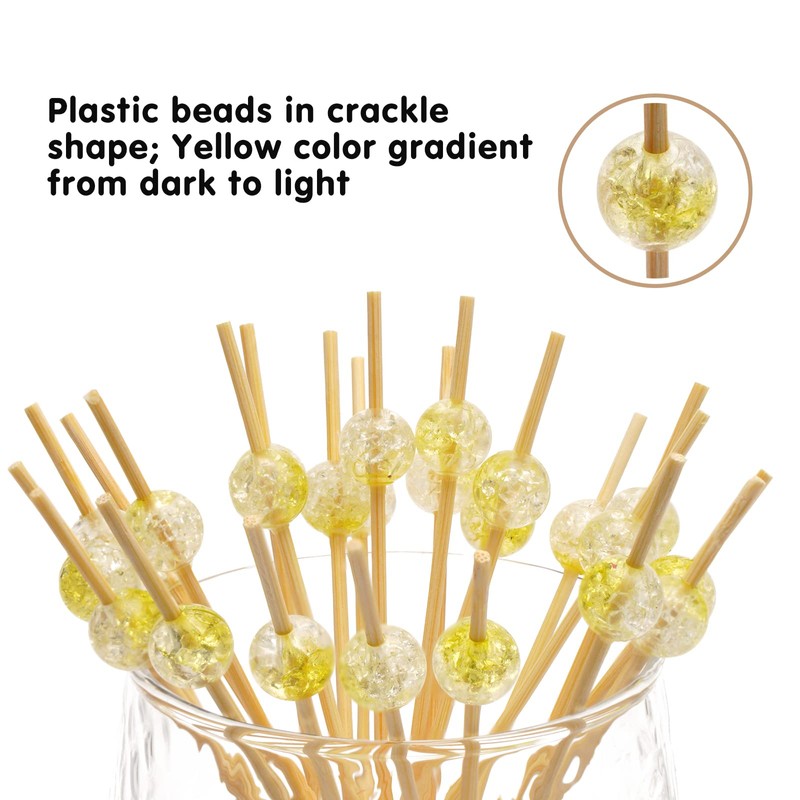 Minisland Pastel Yellow Pearl Cocktail Picks, 4.7 Inch Long Bamboo