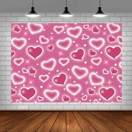 Heart Photo Backdrop 90s Backdrops for Photoshoot 、Valentine's Day  tapestry 、Backdrop Women Men Happy Birthday Photography Background Banner Photo Booth Studio Props - Color: Pink, Size: 40‘’×60''