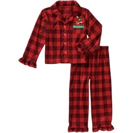 Rudolph Red Nosed Reindeer Baby Girls Flannel Pajama Set (24 Months)