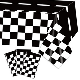 PHOGARY 3 Packs Checkered Race Car Tablecovers Racing Car Tablecloth Black and White Checkered Tablecovers for Kids Car Theme Birthday Party Decorations Two Fast Birthday Baby Shower Party Supplies