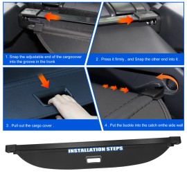 Cequent Unbranded Rear Trunk Cargo Cover For Corolla Cross 2022-2024 Retractable Luggage Black New