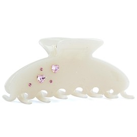 MAORULU Premium Acetate Hair Claw Clip – 4 Inch Strong Hold Hair Clamp with Rhinestone Accents, Lightweight Durable Jaw Clips for Thick, Thin, and Curly Hair, Elegant Gift for Women, Creme