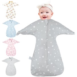 HINATAA Swaddle Blanket for Babies 0-3/3-6 Months, Sleeping Bags Newborn, Organic Cotton Baby Swaddling Cloths All Season, Baby Swaddle for Boys Girls, Adjustable Baby Swaddling Bag (Grey, 0-3 Months)