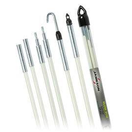 Jameson 18 ft Glow Fish Rod Kit - Non-Conductive Fiberglass Glow Rods for Running Wire in Ceilings, Attics, Floors, and Crawl Spaces - Includes Bullet Nose, Hook, and Plastic Tube
