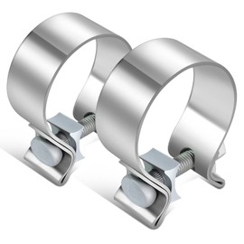 Auto Dynasty 2 Inches ID Narrow Band Exhaust Muffler Seal Clamps Sleeve, Universal Use for 2" Outer Diameter Pipe - Stainless Steel (Pack of 2)
