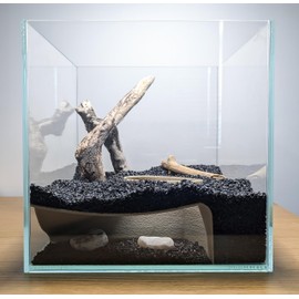BlubberCove Corner Cave and Natural Tunnel for Aquarium or Reptile Tanks, Ideal for Betta, Turtles, Lizards, Snakes, Amphibians and Small Pets. Safe Hideout Enhances Tank Decor (Right Corner, Black)
