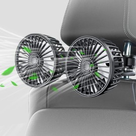 Qidoe Car Fan for Back Seat, USB Powered Portable Fan for Car 360° Rotation Cooling Fans 3 Speeds, 5V Air Circulation Vehicle Fans Adjustable Clip for Vehicles SUV RV