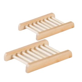 2 x Soap Dishes 100% Natural Bamboo Wood - Handmade Soap Dish - Perfect Shelf for the Shower and Sink - Hygienic Storage for Soap - Plastic-Free & Antibacterial