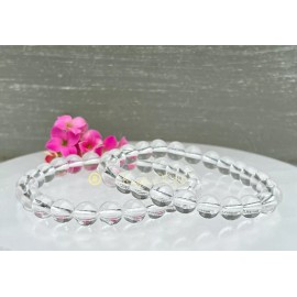 Quartz Wholesale 6 Pcs Natural Clear Quartz 8mm 7.5” Crystal Healing Stretch Bracelet