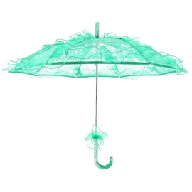 Bridal Lace Cotton Umbrella for Wedding Parties Dancing Photography Prop (Green)