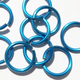 Light Blue Anodized Aluminum Jump Rings 100 3/8 16g Saw Cut