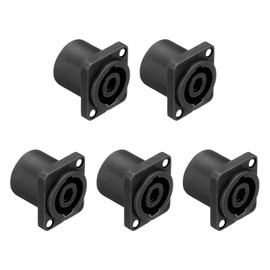 MECCANIXITY 2pcs 4 Pole Speaker Jack Twist Lock, NL4 Connector 1 Inch XLR Speaker Female Panel Mount Audio Microphone Plug Socket for NL4 Series, Black