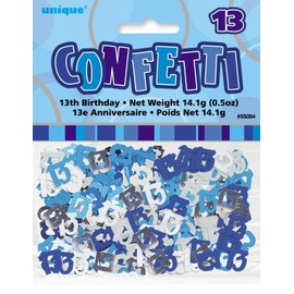 14g Blue & Silver 13th Birthday Confetti Foil Metallic Glitz Table Scatter Sprinkles Age Bday Party Decorations