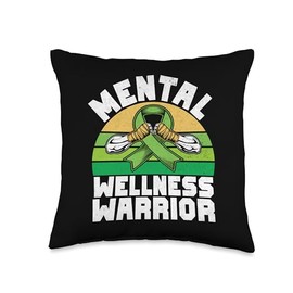 Mental Wellness Warrior Mental Health Throw Pillow