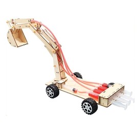 Hydraulic Excavator Model, STEM Toy for Scientific Experiment Wooden Educational Toy, Complete Set with Unique Hydraulic System for Hours of Fun