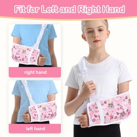 Kids Arm Sling for Broken Arm Torn Rotator Cuff Shoulder Elbow Wrist injury Printed Pediatric Child Toddler Brace Support for Children Girls with Princess (Pink, Small)