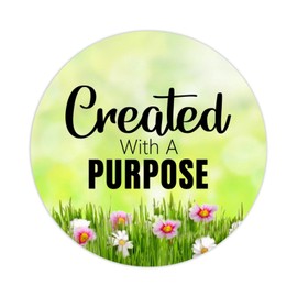 Created with A Purpose Round Label Stickers 100pcs Bible Verse Quotes Saying Circle Decals for Water Bottle Luggages Laptop Computer Envelopes Seals Card Boxes 3in