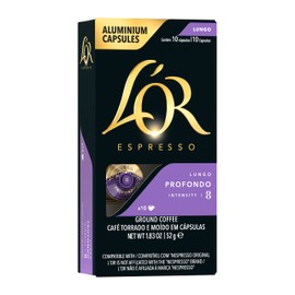 L'OR L'OR Espresso Capsules, 10 Count Profondo Lungo, Single-Serve Aluminum Coffee Capsules Compatible with the L'OR BARISTA System & *Nespresso Original Machines, 10 Count (Pack of 1)