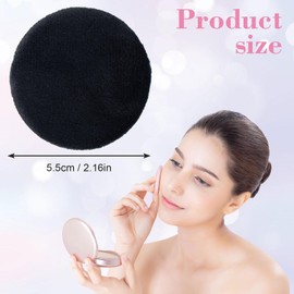 HINZIC 25 Pack 60mm Round Powder Puffs for Foundation Makeup Applicators, Soft Cotton Skin-Friendly Face Powder Sponge Velour Velet Puffs Pads for Cream Cosmetics- Black