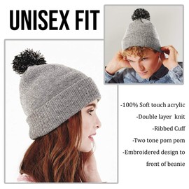 Purple Print House Horse Riding Gifts for Women Girls, Embroidered Horse Beanie Hat Bobble Equestrian Clothes Accessories, Pink, One Size