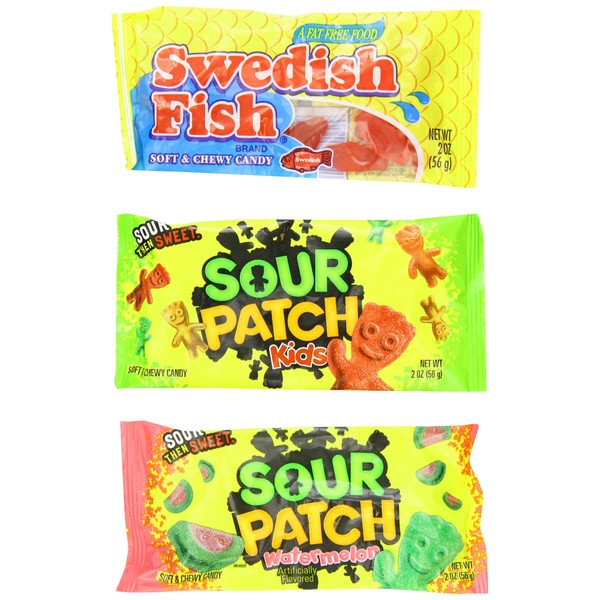 Swedish Fish, Sour Patch Kids and Watermelon Sour Patch Kids, 18 Count