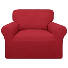 Easy-Going 100% Waterproof Chair Couch Cover, Dual Waterproof Sofa Cover, Stretch Jacquard Sofa Slipcover, Leakproof Furniture Protector for Kids, Pets, Dog and Cat (Chair, Christmas Red)
