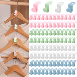 100PCS Colour Hanger Hooks, Clothes Connector Hooks Space Saving Cascading Hangers,Suitable for Family, Business Trips, Outdoor Camping, Etc