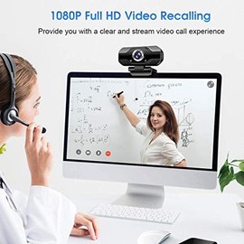 1080P Webcam Full HD Streaming Web Cámara con Micrófono Computadora Webcam para PC, Laptop & Desktop, Plug and Play, para videollamadas, grabación, co