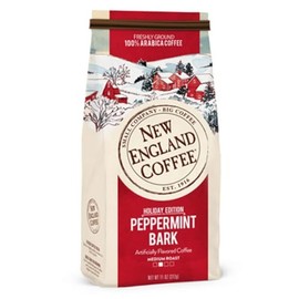 New England Coffee Peppermint Bark Medium Roast Ground Coffee, 11oz Bag (Pack of 1)