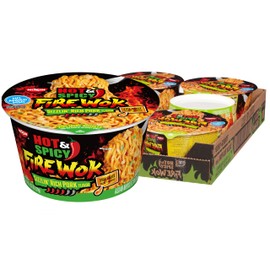 Nissin Hot & Spicy Fire Wok, Sizzlin' Rich Pork, 4.37 Ounce (Pack of 6)