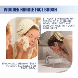 Cepillo de Limpieza Facial de Madera, Manual Cepillos Faciales Exfoliantes Peeling Suave para Cara y Piel Sensible para Limpieza y Exfoliación con Mas