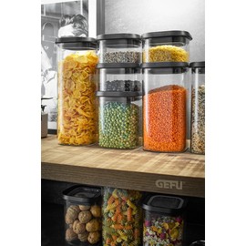 GEFU Storage Jar with Lid Airtight Storage Jar for Food, Glass Storage Container, Dishwasher Safe, 1400 ml Volume